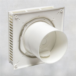 Place caulk around interior noise insulated ventilator tube